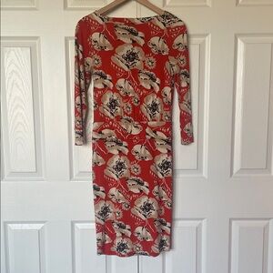 Deep Orange Floral Dress